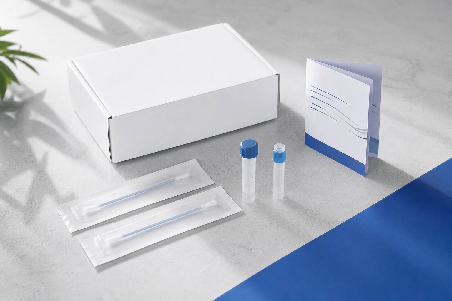 A home meth residue testing kit with sealed swabs, sample tubes and instructions